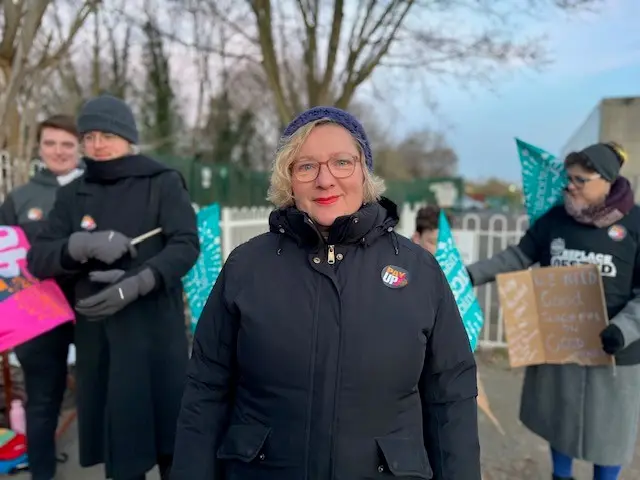 Teacher on picket line