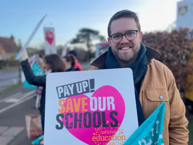 Teacher on picket line