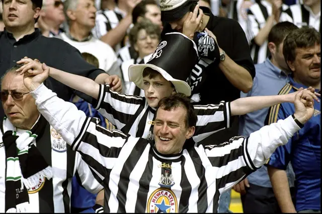 Newcastle fans at Wembley for the 1999 FA Cup final