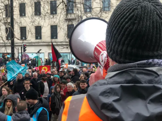 Teachers attending rally in Liverpool