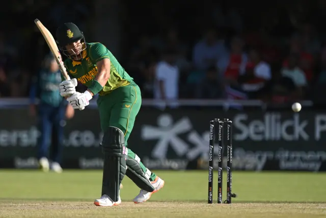 South Africa batsman Reeza Hendricks in batting action during the 3rd ODI match between South Africa and England at De Beers Diamond Oval