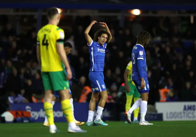 Hannibal Mejbri celebrates his goal against West Brom