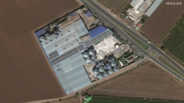 An aerial photo of grain silos in Kirikhan, Turkey in September 2021