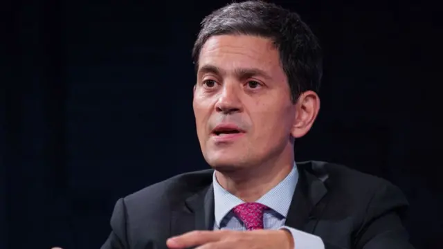 David Miliband pictured speaking at an event in New York in 2021