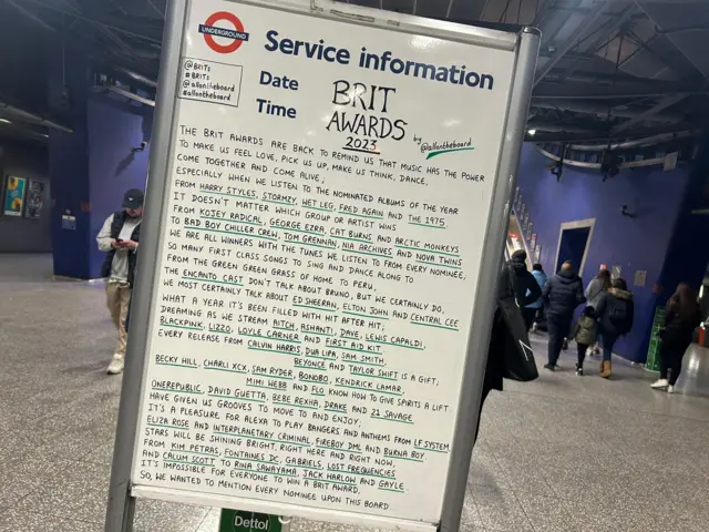 TFL service information sign on the London Underground