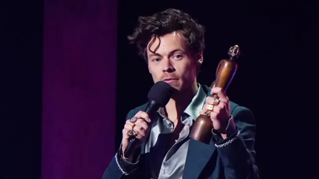 Harry Styles wins the Best Pop/R&B Act award during the Brit Awards 2023 at the O2 Arena, London