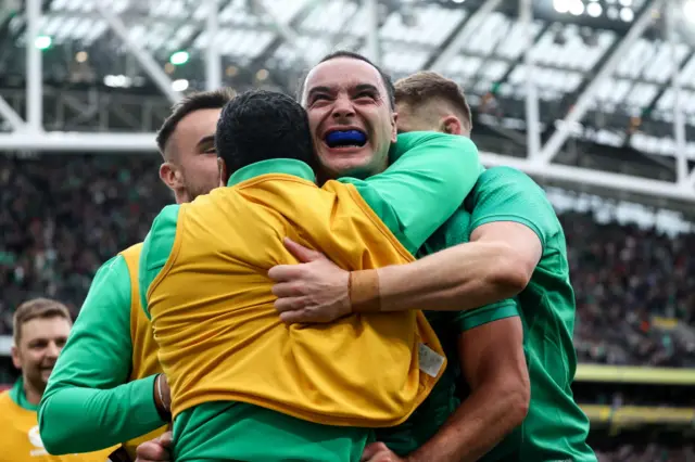 James Lowe, Iain Henderson, Rónan Kelleher and Bundee Aki