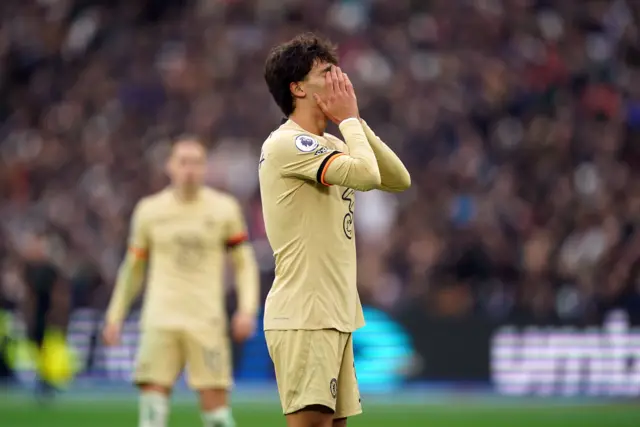 Chelsea's Joao Felix reacts to a missed chance during the Premier League match at the London Stadium