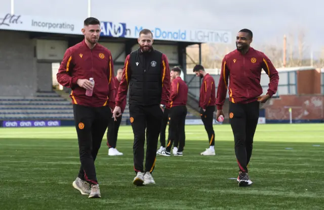 Motherwell players at Stark's Park