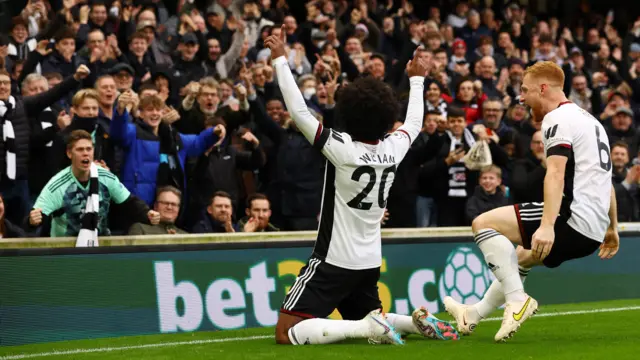 Fulham's Willian celebrates opening the scoring v Nottingham Forest