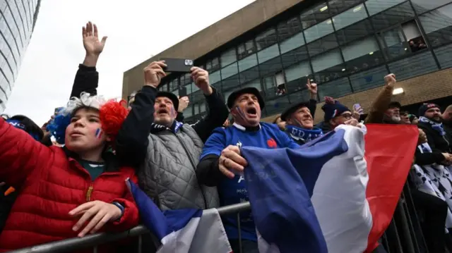 France fans outside Aviva Stadium