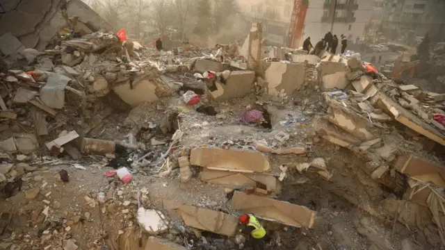 A view of damage, in the aftermath of a deadly earthquake, in Kahramanmaras, Turkey