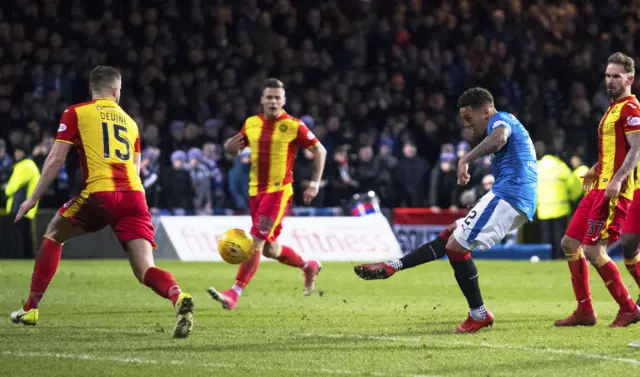 James Tavernier scores for Rangers against Partick Thistle in 2018