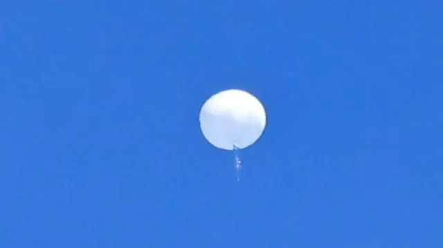 The suspected Chinese spy balloon before it was shot down