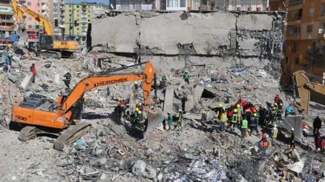 Rescue workers conduct search and rescue operations in Diyarbakir