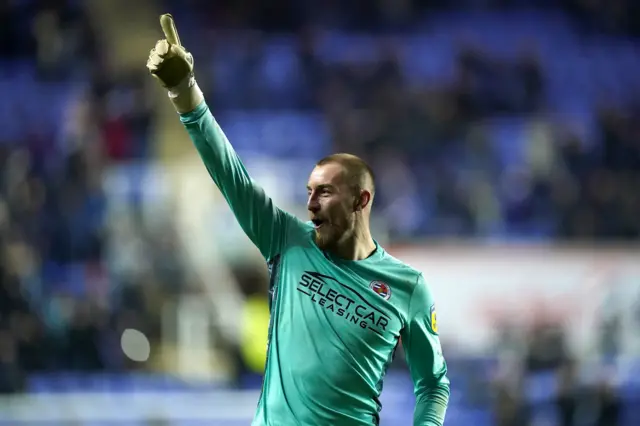 Reading keeper Joe Lumley celebrates