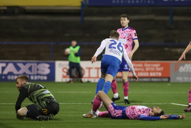 Matthew Shevlin celebrates his goal against Newry City