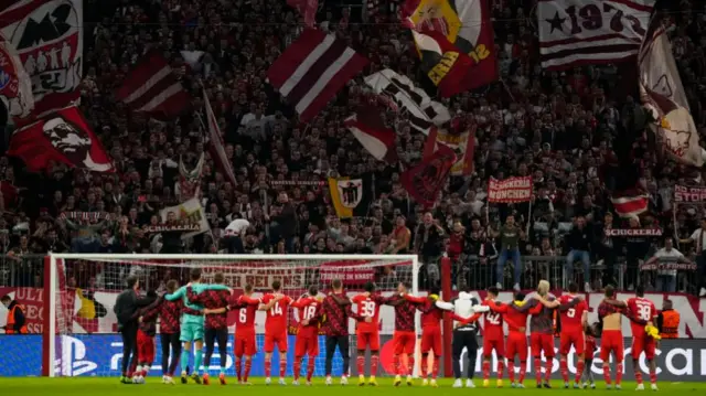 Bayern Munich celebrate in front of their fans