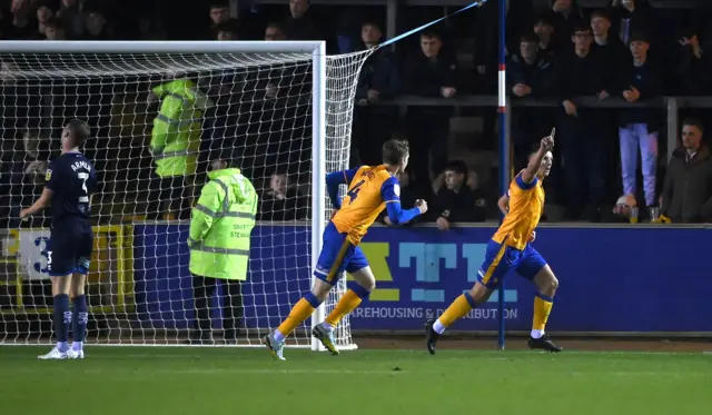 Mansfield celebrate scoring at Carlisle