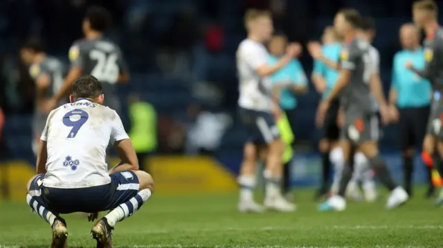 Preston's Ched Evans reacts to a home defeat by Bristol City