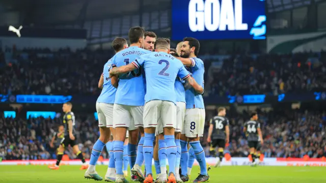 Man City celebrate scoring