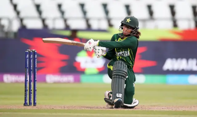 Muneeba Ali of Pakistan plays a shot during the ICC Women's T20 World Cup group B match between Pakistan and Ireland at Newlands Stadium on February 15, 2023 in Cape Town, South Africa