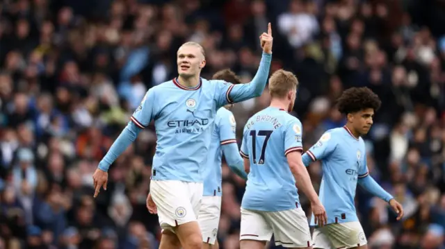 Erling Haaland celebrates