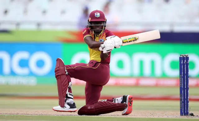 Stafanie Taylor of West Indies plays a shot during the ICC Women's T20 World Cup group B match between West Indies and India at Newlands Stadium on February 15, 2023 in Cape Town, South Africa