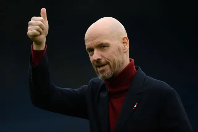 Erik ten Hag with his thumb up