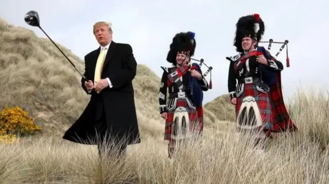 Donald Trump playing golf in Scotland