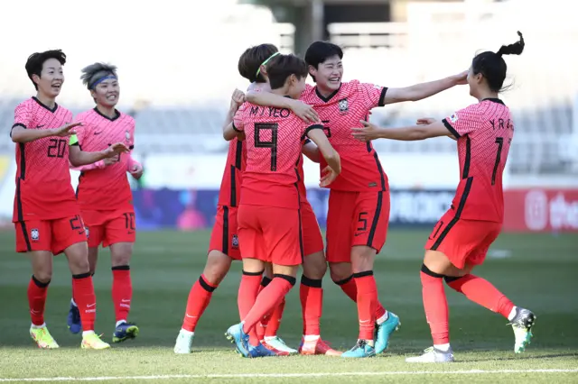 South Korea women celebrate