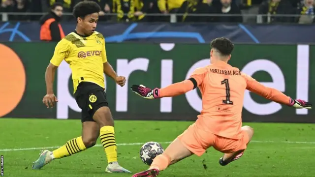 Karim Adeyemi scores for Borussia Dortmund