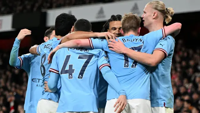 Manchester City players celebrate