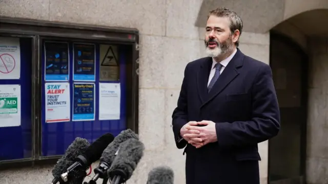 Nick Price from the CPS speaking to the media outside the Old Bailey