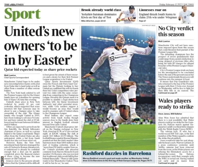 The Times main sport page