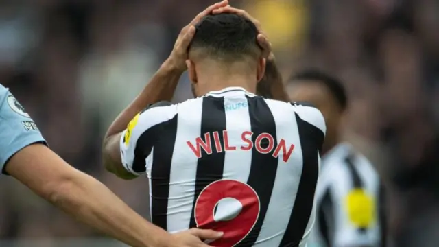 Newcastle's Callum Wilson reacts to missing a chance against West Ham