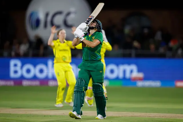 Chloe Tryon reacts in a disappointed fashion after being dismissed against Australia