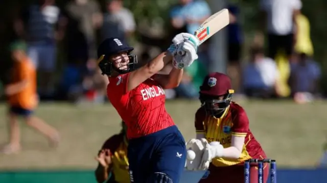 Alice Capsey batting for England against the West Indies