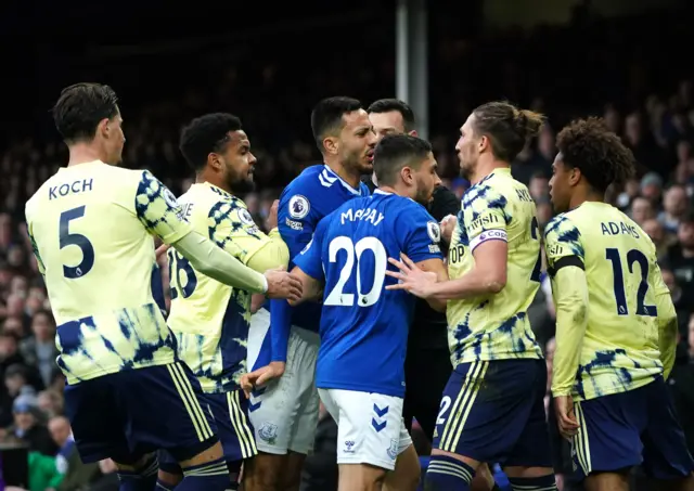 Tempers flare between Everton and Leeds United