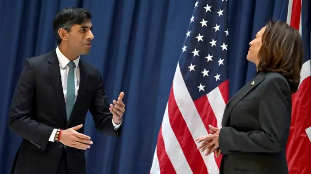 UK Prime Minister Rishi Sunak speaks to US Vice-President Kamala Harris