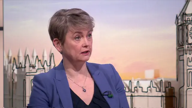 Yvette Cooper speaking in the studio