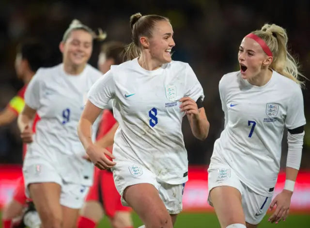 Georgia Stanway celebrates scoring for England against Korea Republic