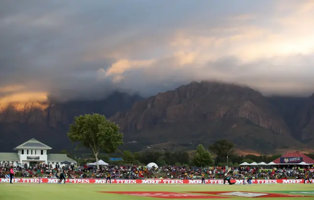 General view of Boland Park, Paarl as the sun sets