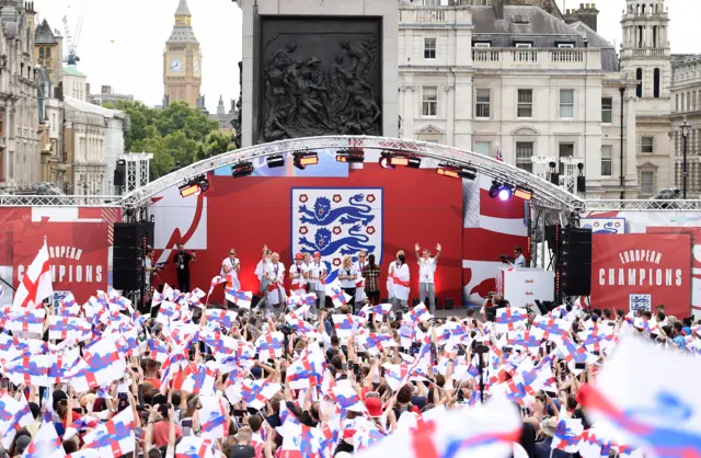 England fans celebrate the Euro 2022 triumph