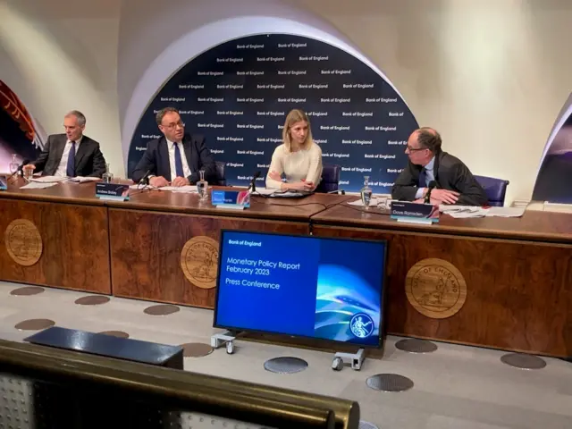 A press conference held by the Bank of England