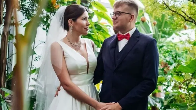 Alex and Tom on their wedding day