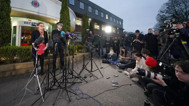 Press conference outside Lancashire Police HQ