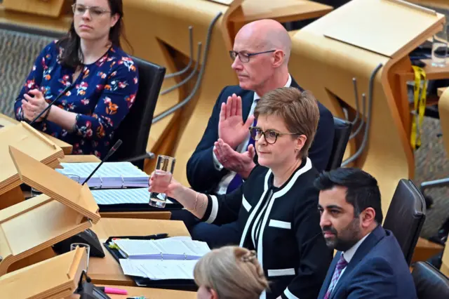 Kate Forbes, John Swinney, Nicola Sturgeon and Humza Yousaf in Holyrood