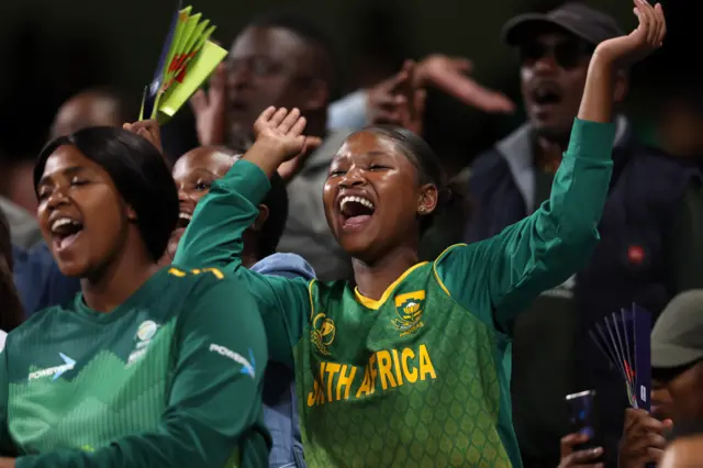 Spectators look on during the ICC Women's T20 World Cup group A match between South Africa and Bangladesh at Newlands Stadium