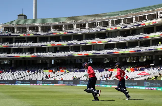 England openers Sophia Dunkley and Danni Wyatt walk out to the middle